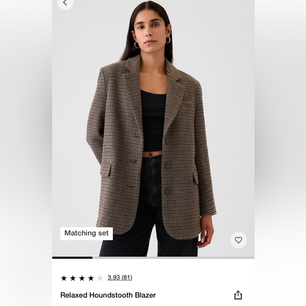 NWT Gap Relaxed Houndstooth Blazer